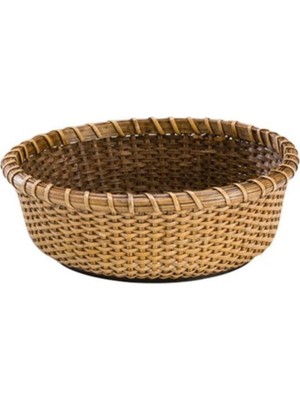 Özbience Doğal Rattan Bambu Yuvarlak Ekmek Sepeti, 22X7.5 Cm, Şık ve Fonksiyonel