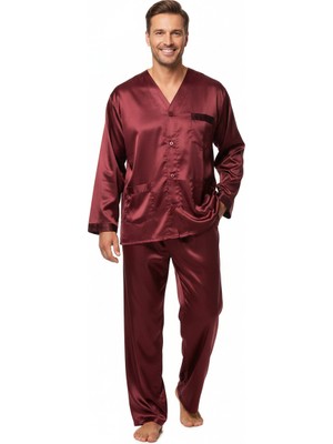 Ottoland Erkek Pijama Takımı Saten Kumaş Şık ve Modernize Model Cepli Rahat Tam Kalıp
