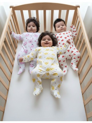 Buufuu 3 Adet Baskılı Bebek Uzun Kollu Çıtçıtlı Zıbın