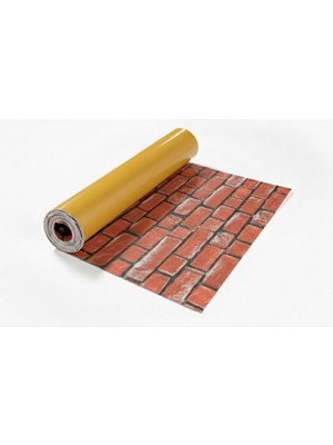 Tink Kendinden Yapışkanlı Keçe Duvar Kağıdı Kırmızı Tuğla Desenli 48x280 cm (6 Adet - 8 M²)