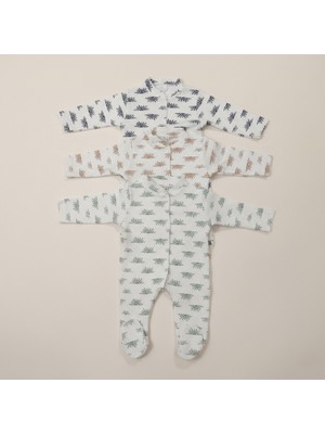 Buufuu 3 Adet Baskılı Bebek Uzun Kollu Çıtçıtlı Zıbın