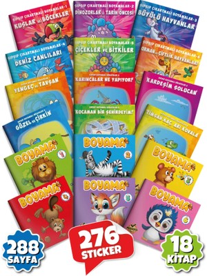 Gong 3-6 Yaş Dev Çocuk Boyama ve Yapıştırmalı Kitap Seti Anonim 18'li Eğlenceli Set