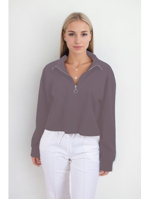 Vitrin Önü Fermuarlı Modal Bluz