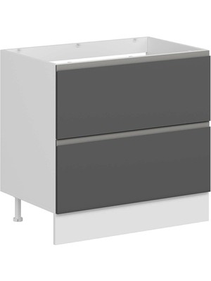 Alvinka Mutfak Modül Hg_j Alt 2ç 90CM Evye Dolap Beyaz Antrasit Suntalam