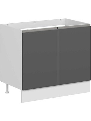 Alvinka Mutfak Modül Hg_j Alt 2k 100CM Evye Dolap Beyaz Antrasit Suntalam