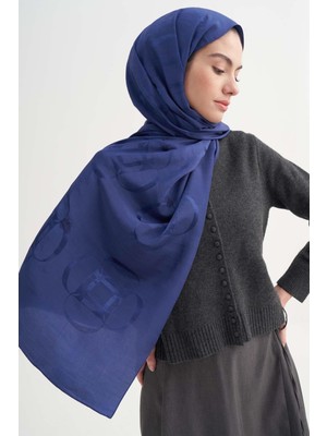 Carell Aura Desen Rina Floş Jakar Şal Lacivert