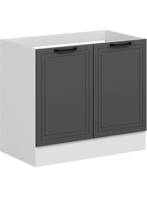 Alvinka Mutfak Modül Mbr_a Alt 2k 100CM Evye Dolap Beyaz Antrasit Mdf