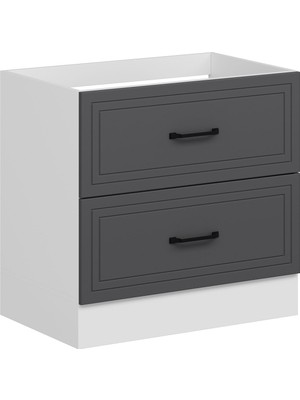 Alvinka Mutfak Modül Mbr_a Alt 2ç 90CM Evye Dolap Beyaz Antrasit Mdf