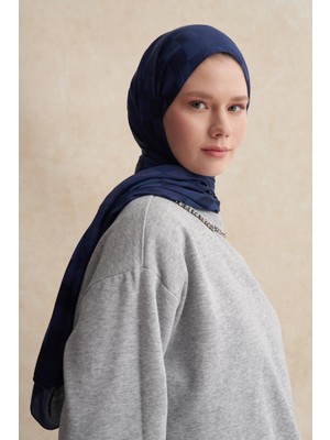 Carell Dama Jakar Italyan Ipekli Şal Koyu Lacivert