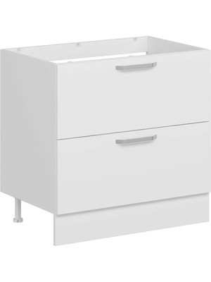 Alvinka Mutfak Modül Duz Alt 2ç 90CM Evye Dolap Beyaz Beyaz Mdf