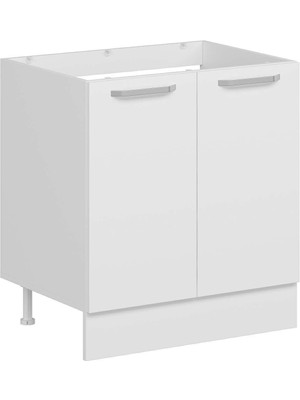 Alvinka Mutfak Modül Duz Alt 2k 80CM Evye Dolap Beyaz Beyaz Suntalam