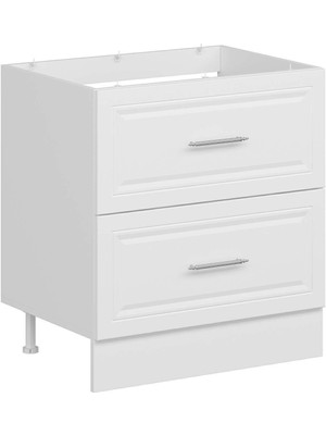 Alvinka Mutfak Modül Mbr_c Alt 2ç 80CM Evye Dolap Beyaz Beyaz Mdf