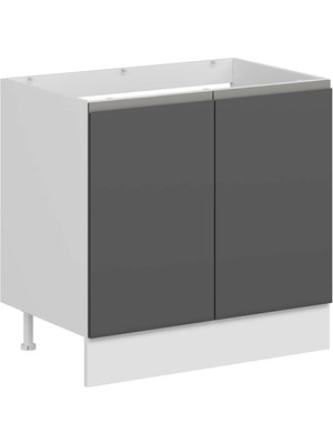 Alvinka Mutfak Modül Hg_j Alt 2k 90CM Evye Dolap Beyaz Antrasit Mdf