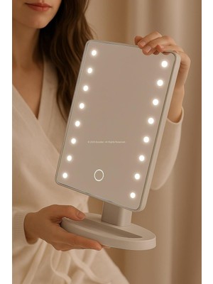 PremiumPort LED Işıklı Masaüstü Makyaj Aynası, Dokunmatik, 3 Işık Modu, USB Bağlantılı