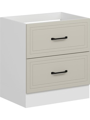 Alvinka Mutfak Modül Mbr_a Alt 2ç 80CM Evye Dolap Beyaz Kumtaşı Mdf