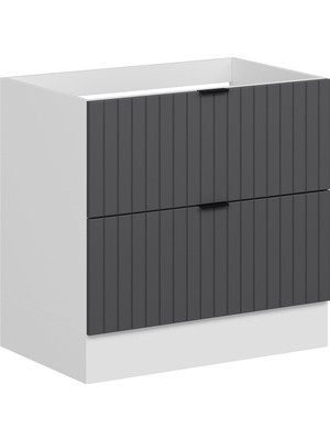 Alvinka Mutfak Modül Mbr_b Alt 2ç 90CM Evye Dolap Beyaz Antrasit Suntalam