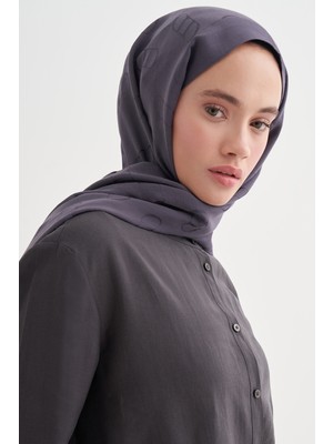 Carell Monogram Desen Liora Pamuk Şal Füme