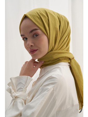 Carell Organik Kırışık  Şal Hardal