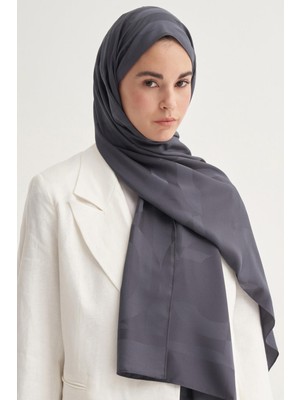 Carell C Desen Monogram Pamuk Ipek Şal Antrasit