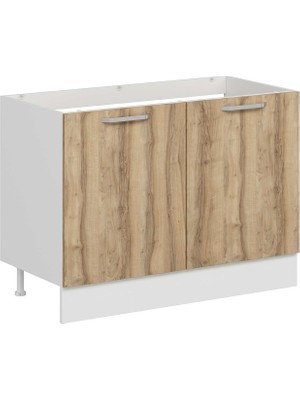 Alvinka Mutfak Modül Duz Alt 2k 120CM Evye Dolap Beyaz Dore Mdf