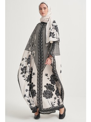 Carell Novera Floş Kaftan Krem