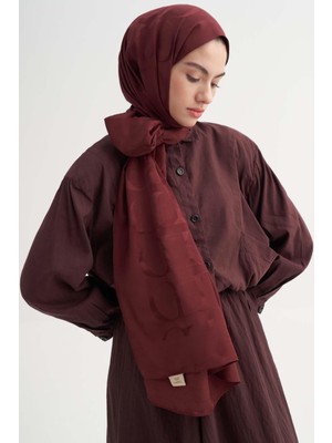 Carell Monogram Desen Rina Floş Jakar Şal Bordo
