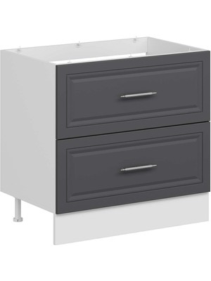 Alvinka Mutfak Modül Mbr_c Alt 2ç 90CM Evye Dolap Beyaz Antrasit Suntalam