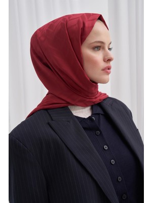 Carell Baklava Desen Pamuk Ipek Şal Koyu Bordo