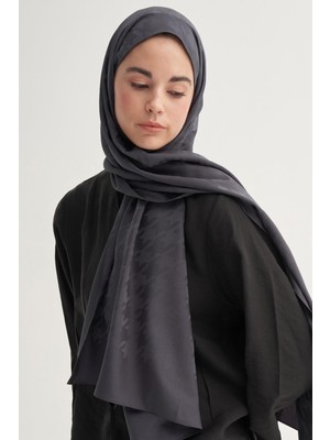Carell Kazayağı Desen Pamuk Ipek Şal Antrasit
