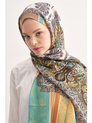 Carell Ivory Soft Yeşil Vela Floş Şal