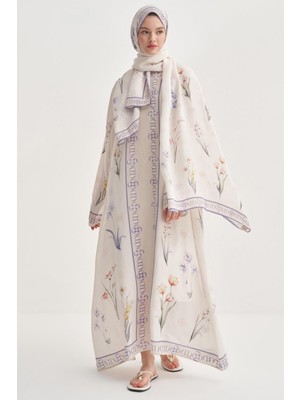 Carell Palmara Ekru Floş Kaftan