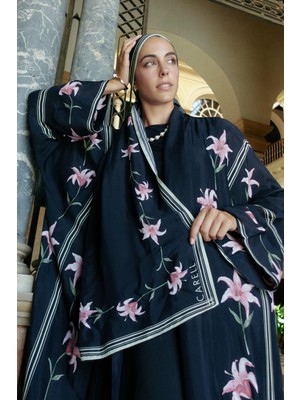Carell Blooming Monogram Floş Şal Siyah