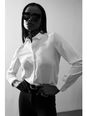 5in1Canpolat Ekru Dökümlü Krep Gömlek 2418