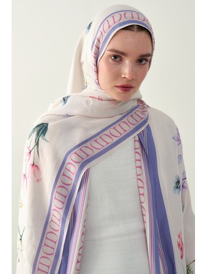 Carell Dream Çiçekli Monogram Floş Şal Krem