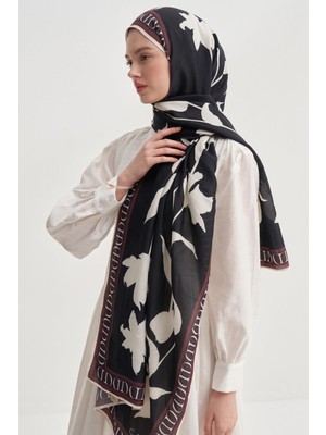 Carell Azelina Siyah Monogram Floş Şal