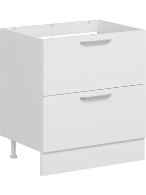 Alvinka Mutfak Modül Duz Alt 2ç 80CM Evye Dolap Beyaz Beyaz Suntalam