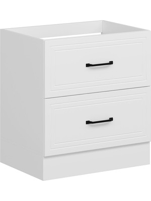 Alvinka Mutfak Modül Mbr_a Alt 2ç 80CM Evye Dolap Beyaz Beyaz Suntalam