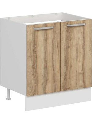 Alvinka Mutfak Modül Duz Alt 2k 80CM Evye Dolap Beyaz Dore Suntalam