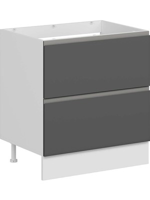 Alvinka Mutfak Modül Hg_j Alt 2ç 80CM Evye Dolap Beyaz Antrasit Mdf