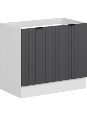 Alvinka Mutfak Modül Mbr_b Alt 2k 100CM Evye Dolap Beyaz Antrasit Suntalam