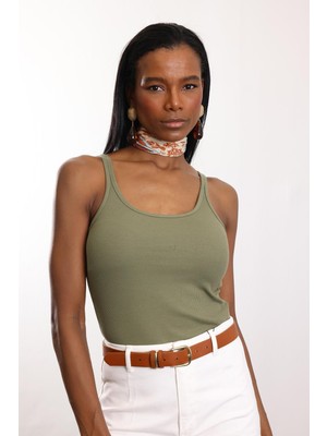 5in1Canpolat Haki Fitilli Ince Askılı Atlet 24113