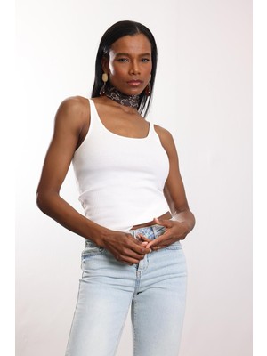 5in1Canpolat Ekru Fitilli Ince Askılı Atlet 24113