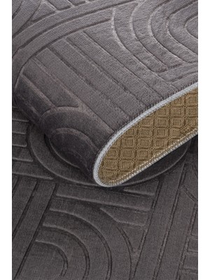 Adalıpanda Halı Modern Desenli, Bambu Dokulu, Kaymaz Tabanlı, Yıkanabilir 4 Mevsim Lüks Halı Yolluk 9001ANTRASIT