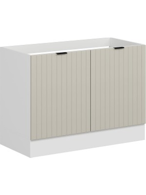 Alvinka Mutfak Modül Mbr_b Alt 2k 120CM Evye Dolap Beyaz Kumtaşı Suntalam