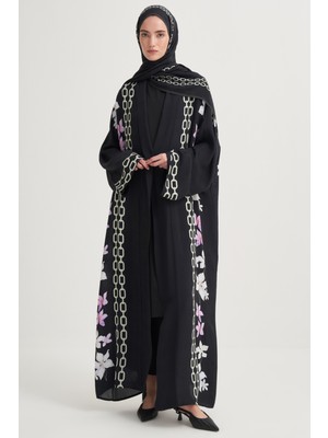 Carell Nora Premium Floş Abaya Siyah