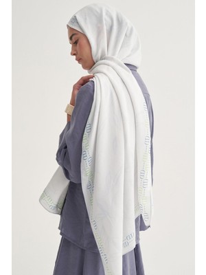 Carell Aurella Monogram Floş Şal Soft Mavi