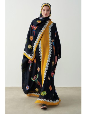 Carell Sunshine Floş Kaftan Siyah