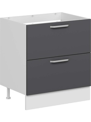 Alvinka Mutfak Modül Duz Alt 2ç 80CM Evye Dolap Beyaz Antrasit Suntalam