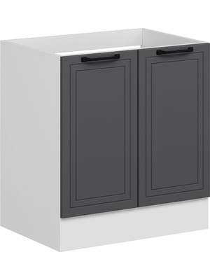 Alvinka Mutfak Modül Mbr_a Alt 2k 80CM Evye Dolap Beyaz Antrasit Mdf