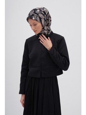Carell Rose Siyah Mulbary Ipek Eşarp